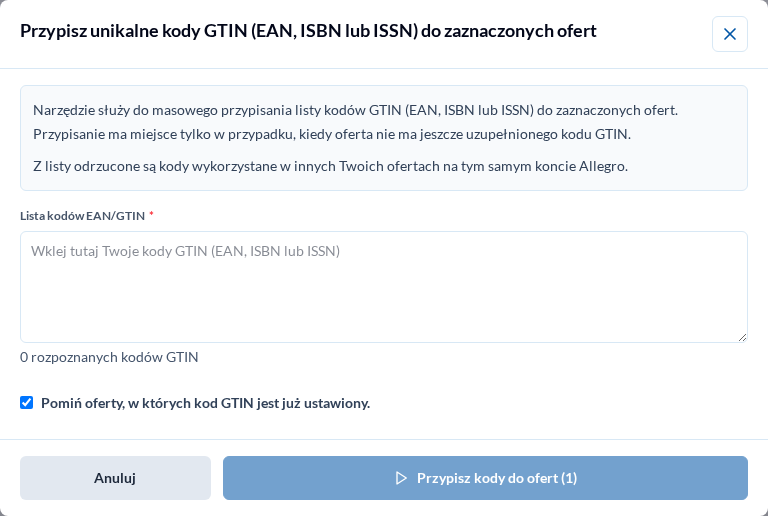 GTIN z listy