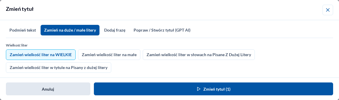 Tytuł — zmień wielkość liter
