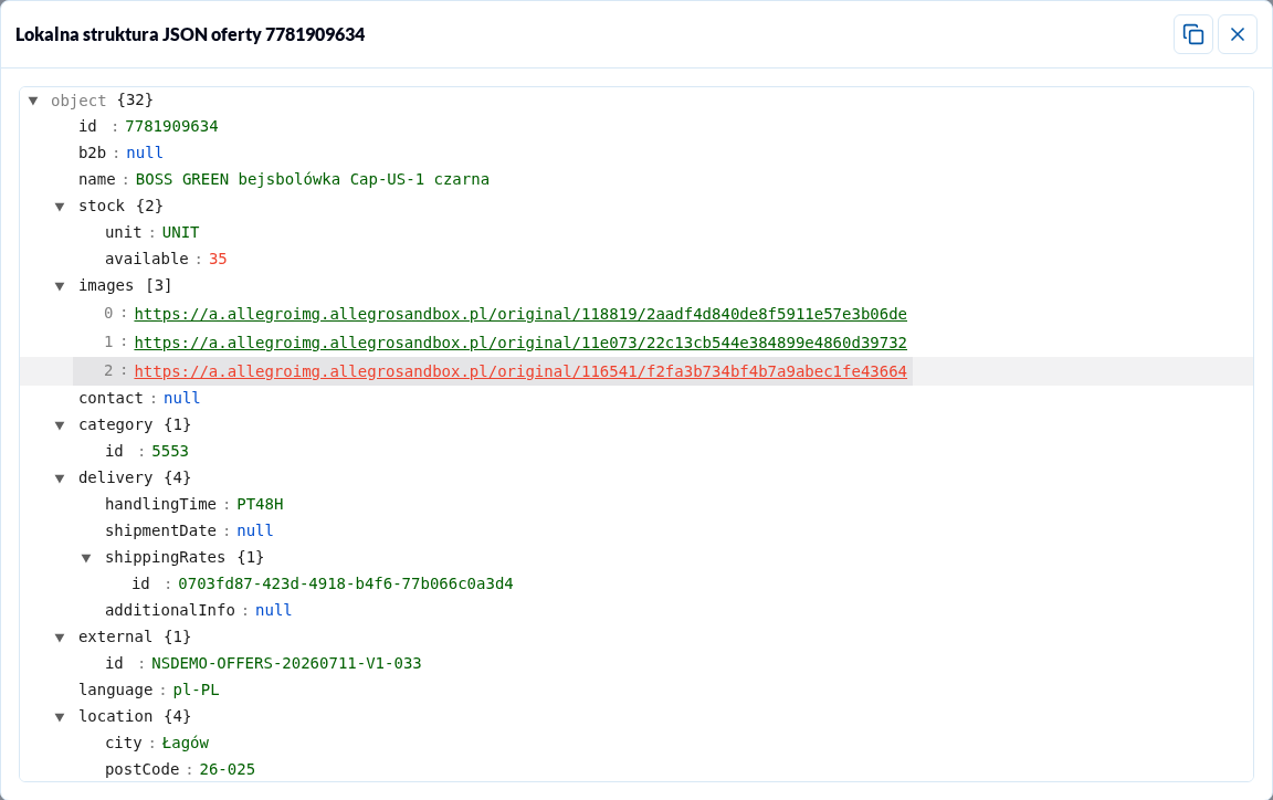 Lokalna struktura JSON