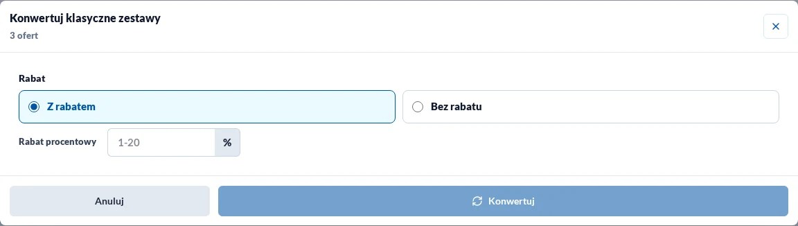 Konwersja klasycznych zestawów w jasnym motywie
