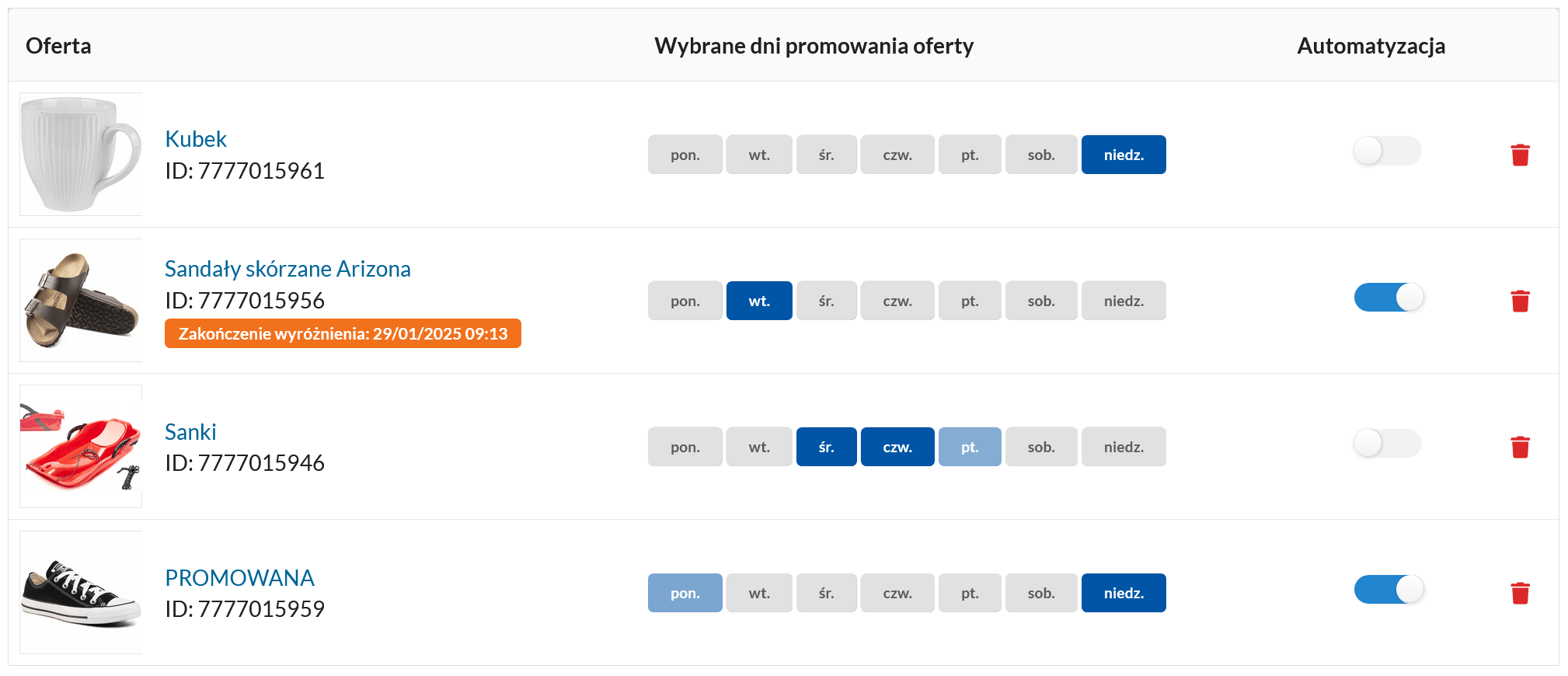 Allegro Offer Promotion Schedule